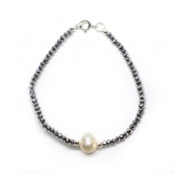 Collar cristal swarovski plateado, perla cultivada y plata de ley 925